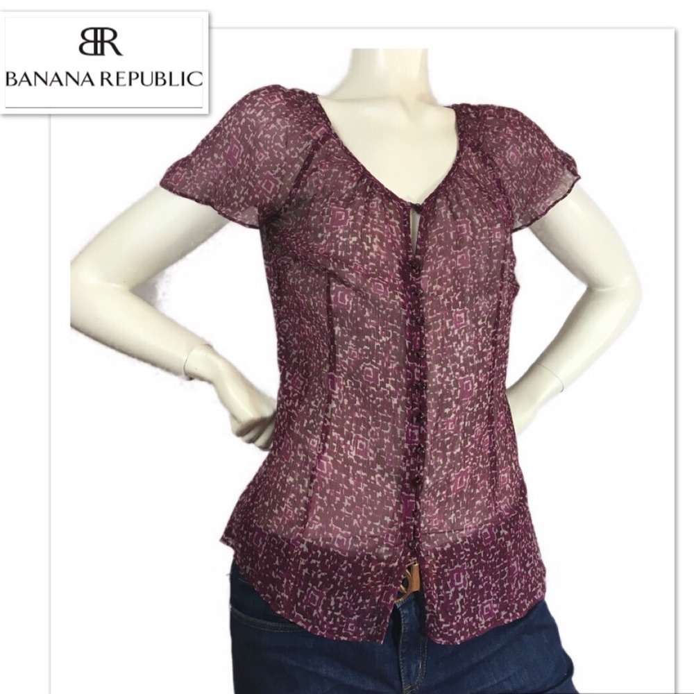 BANANA REPUBLIC Sheer burgundy top blouse